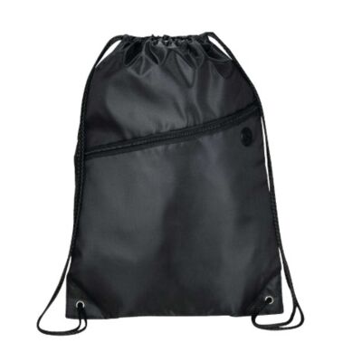 Robin Drawstring Polyester Bag with Front Zipper Pocket Thumbnail